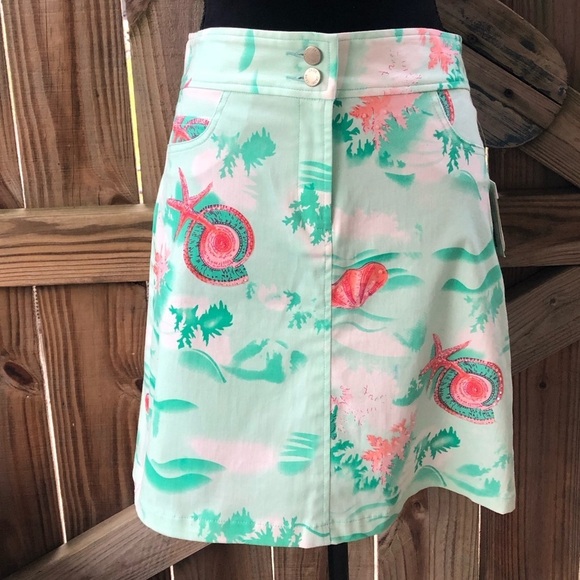 Jade Melody Tam Casual Skirt Sea Shells, Starfish & Coral Pattern Beaded Size 4 - Picture 1 of 8